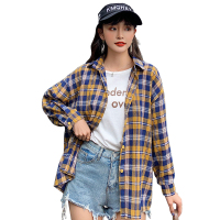 如熙 格子衬衫女夏季韩版宽松休闲百搭学生衬衣外套潮