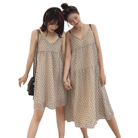 如熙 夏装韩版裙子爱心吊带连衣裙女新款气质波点宽松很仙