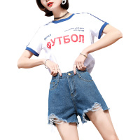 如熙 牛仔超短裤女夏新款韩版潮破洞显瘦阔腿热裤