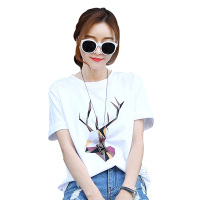 如熙 短袖t恤女新款女式t恤圆领宽松纯棉舒适个性百搭