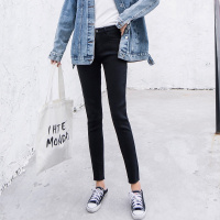 2019春新款牛仔裤韩版高腰显瘦百搭保暖加绒小脚九分裤女