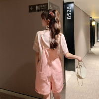 小清新减龄背带短裤两件套女夏季2019新款韩版宽松套装