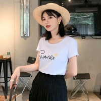 印花短袖T恤女2019新款韩版ins修身衣服半袖上衣夏季