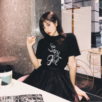 如熙 2019夏季休闲短袖宽松短款T恤学生露脐上衣短袖女