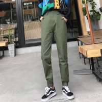2019春夏新款工装裤女休闲直筒高腰宽松bf风显瘦国潮裤子女
