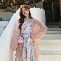 如熙 秋冬季轻薄透气针织外套女宽松防晒衣慵懒风开衫毛衣