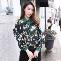 如熙衬衫女长袖女装百搭休闲印花上衣衬衣