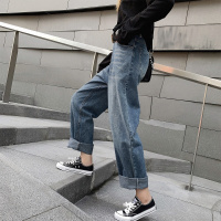 如熙阔腿裤牛仔裤女九分裤高腰直筒裤休闲宽松裤子时尚显瘦长裤