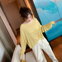 如熙早秋圆领长袖T恤女宽松显瘦上衣小清新百搭针织衫