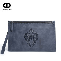 克雷斯丹尼春夏男士印花手包大容量青年手挽包头层牛皮时尚信封包