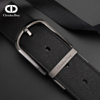 Chrisdien Deny春夏新款时尚合金针扣腰带头层牛皮商务皮带礼盒装