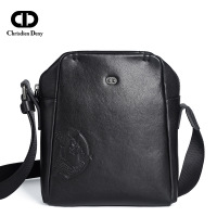 克雷斯丹尼2019时尚潮流压花男士背提包头层牛皮青年单肩斜挎包w
