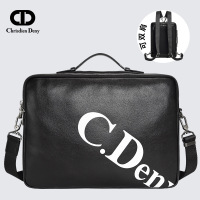 C.deny春夏新款男士双肩背包可手提青年单肩包头层牛皮时尚旅行包