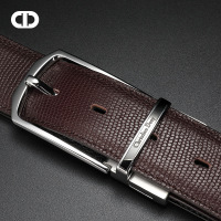 Chrisdien Deny 新款针扣头层牛皮男士时尚腰带真皮商务休闲皮带