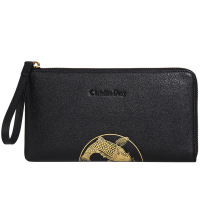 C.deny真皮手包长款拉链钱包头层牛皮时尚手拿包多卡位手抓包男士