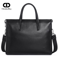 克雷斯丹尼春夏新款龙腾公文包头层牛皮大容量青年男士电脑包单肩