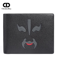 克雷斯丹尼2019时尚新款短款钱包头层牛皮青年男士多卡位钱夹潮w