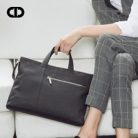 克雷斯丹尼商务男士公文包横款头层牛皮背提包时尚青年单肩挎包w