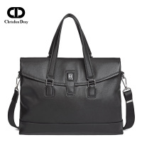 Chrisdien Deny春夏时尚新款男士横身公文包青年头层牛皮电脑包