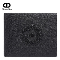 克雷斯丹尼2019新款秋冬头层牛皮男士短款钱包横款时尚编织钱夹w