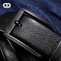 C.deny2019新款加宽头层牛皮皮带青年男士合金针扣商务正装腰带