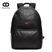 克雷斯丹尼新款时尚运动双肩包头层牛皮酷炫抗震男士电脑包旅游包