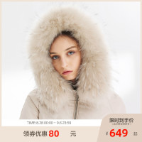 波司登新款时尚廓形连帽大毛领时尚保暖羽绒服女_2