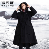 波司登新款鹅绒连帽机车风衣长款羽绒服女冬装外套