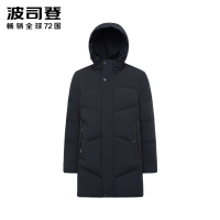 波司登outlets新款商务休闲无缝男士中长款连帽羽绒服B90141097