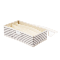 MINISO名创优品细条纹系列-4格子内衣收纳盒（灰色）