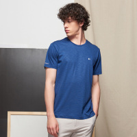 ELLE HOMME莱赛尔纤维纯色男士T恤圆领修身简约短袖上衣舒适透气