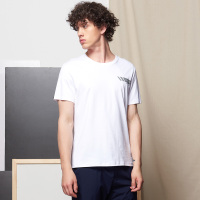 ELLE HOMME纯棉圆领T恤男士印花短袖上衣修身汗衫精致贴标舒适透气