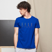 ELLE HOMME棉质圆领字母T恤男士修身短袖简约上衣多色可选
