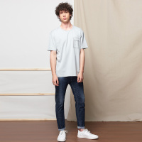 ElleHomme纯色2019口袋设计正装商务短袖92001