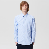 ELLE HOMME格子衬衫长袖男士衬衣宽松商务正装上衣纯色休闲百搭