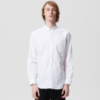 ELLE HOMME男士棉质修身白衬衫休闲正装上衣长袖衬衫翻领休闲衬衣