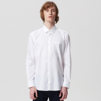 ELLE HOMME男士商务正装上衣纯棉方领白衬衫休闲基础款百搭衬衣修身舒适透气