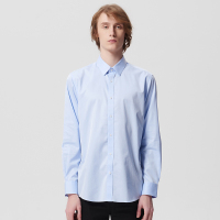 ELLE HOMME纯棉商务正装上衣宽松男士长袖衬衫简约百搭衬衣舒适透气