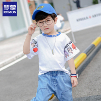 罗蒙童装男童短袖T恤2019新款儿童半袖印花体恤可爱休闲韩版帅潮