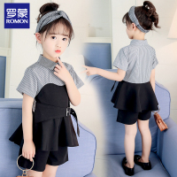 罗蒙女童夏装洋气套装裙子时髦2019新款中大童儿童夏季短袖两件套