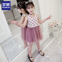 罗蒙童装女童连衣裙2019新款小女孩蓬蓬裙复古波点公主裙韩版可爱
