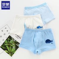 罗蒙棉内裤女童平角裤3-6-9-12岁儿童透气四角裤男童短裤头三条装