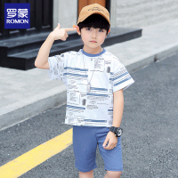 罗蒙童装男童套装夏装2019新款短袖运动中小童两件套帅洋气韩版潮