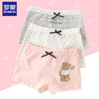 罗蒙棉内裤女童平角裤3-6-9-12岁儿童透气四角裤学生短裤头三条装