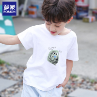 罗蒙童装棉T恤短袖男童夏季韩版儿童印花半袖体恤中小童打底衫潮