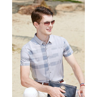 乔沃JOW冰丝暗格短袖衬衫男士衬衣翻领
