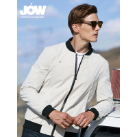 JOW 经典白色棒球领夹克男士外套秋季薄款