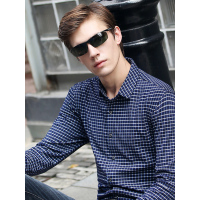 JOW 长袖格子休闲衬衫男士 薄款秋季