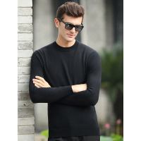 JOW 全羊毛圆领长袖毛衫修身100%绵羊毛