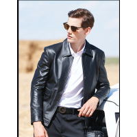 JOW 绵羊皮真皮翻领皮衣夹克外套男士秋季新款